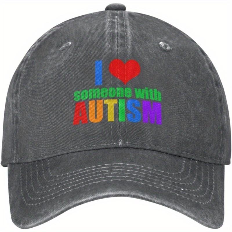 I Love Someone With Autism Baseball Cap Colorful Heart Design Adjustable Vintage Washed Hat for Men Women