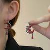 Асимметричные серьги-пусеты Красная Луна Роза Женские Европейский Американский Стиль Личность Кристалл Подвеска-капля Серьги