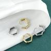 Gold Color Geometric Polygon Glossy Fashion Jewelry Square Earrings Ear Studs Hexagon Hoop Earrings
