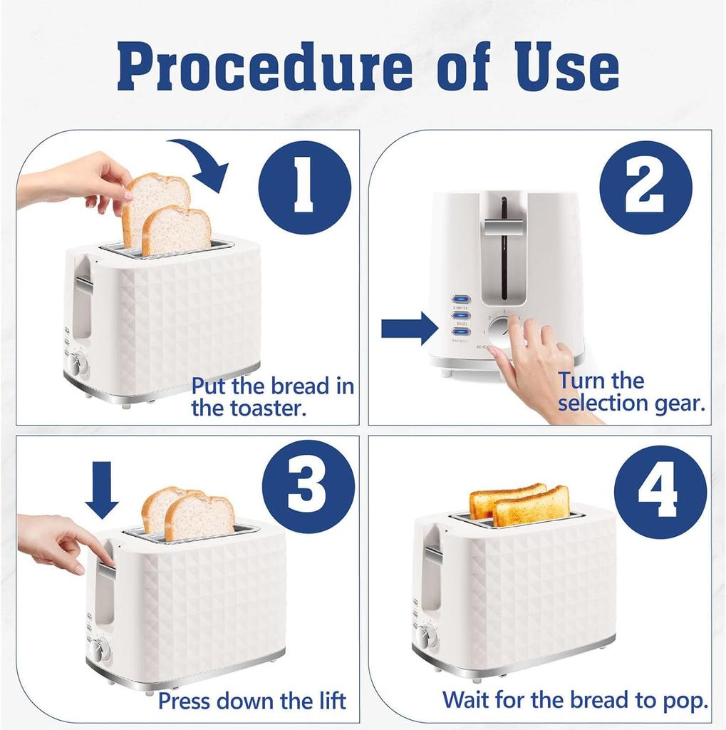 Toasters Wide Slot, Bread Toaster with Cancel, Bagel, Defrost Function, Bagel Toasters with Removable Tray & 6