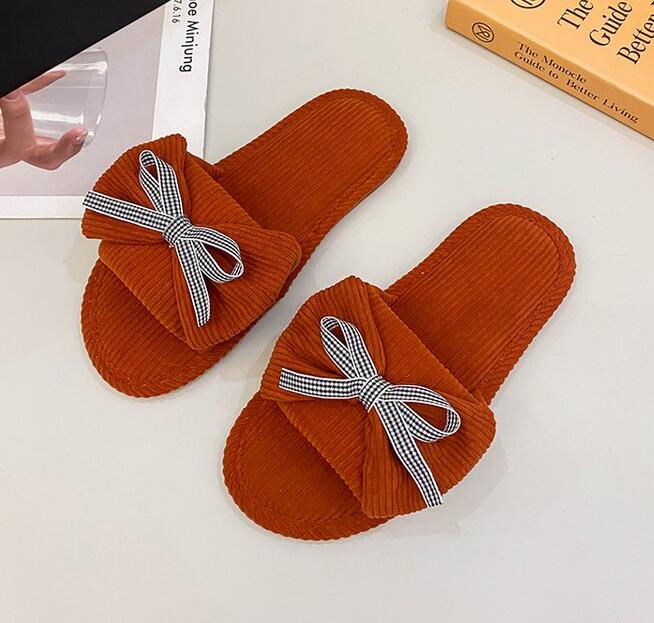 2024 Winter Women's Indoor Casual Slippers Bow Fluffy Shoes Cross Design Slippers Ladies Soft Warm Plush Slippers