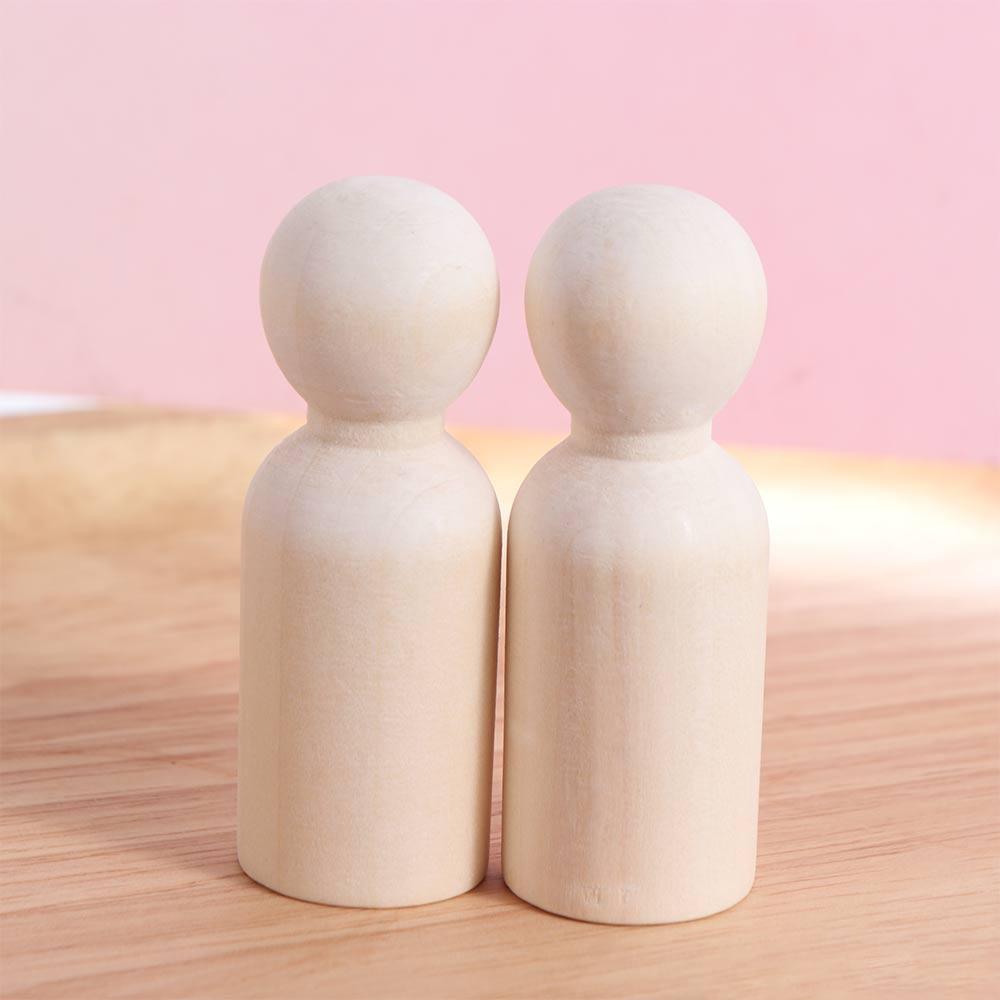 Male Female Blank Puppets Handmade Wooden Peg Doll Wedding Decoration Unpainted Figures Wood Crafts