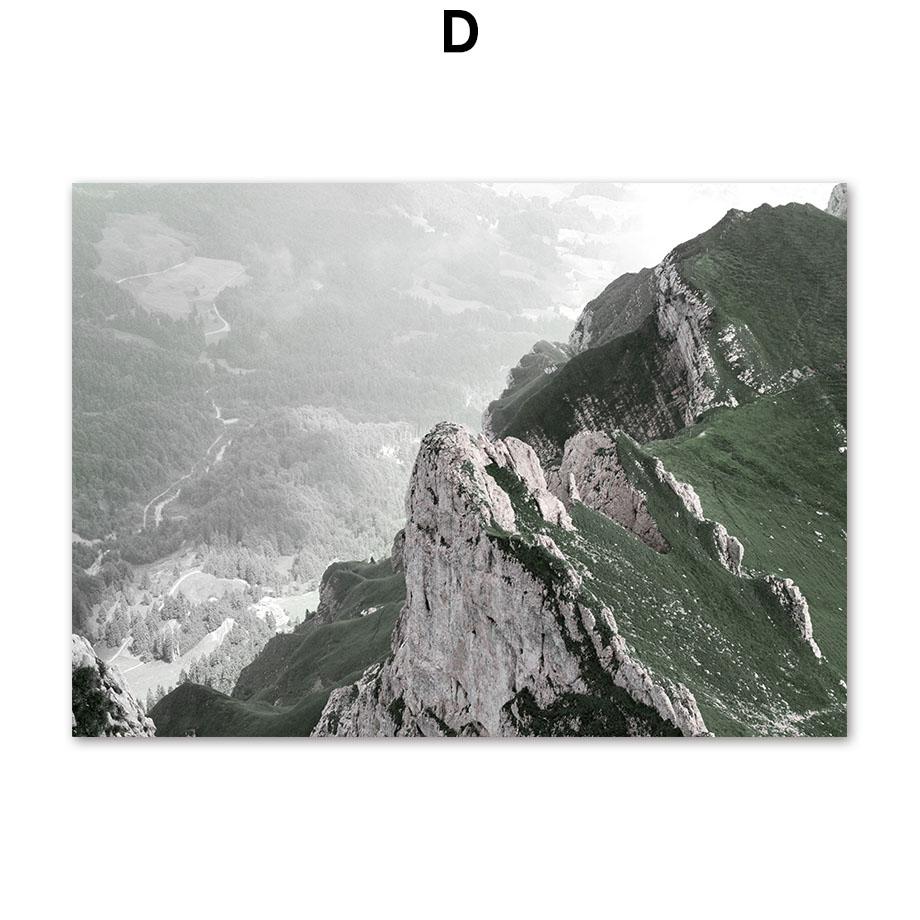 Posters And Prints Nordic Green Plant Monstera Forest Lake Mountain Wall Art Canvas Painting Pictures For Living Room Home Decor