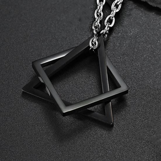 Men Necklace Contrast Color Triangle Shape Hip-hop Style Retro Men Pendant for Daily Wear