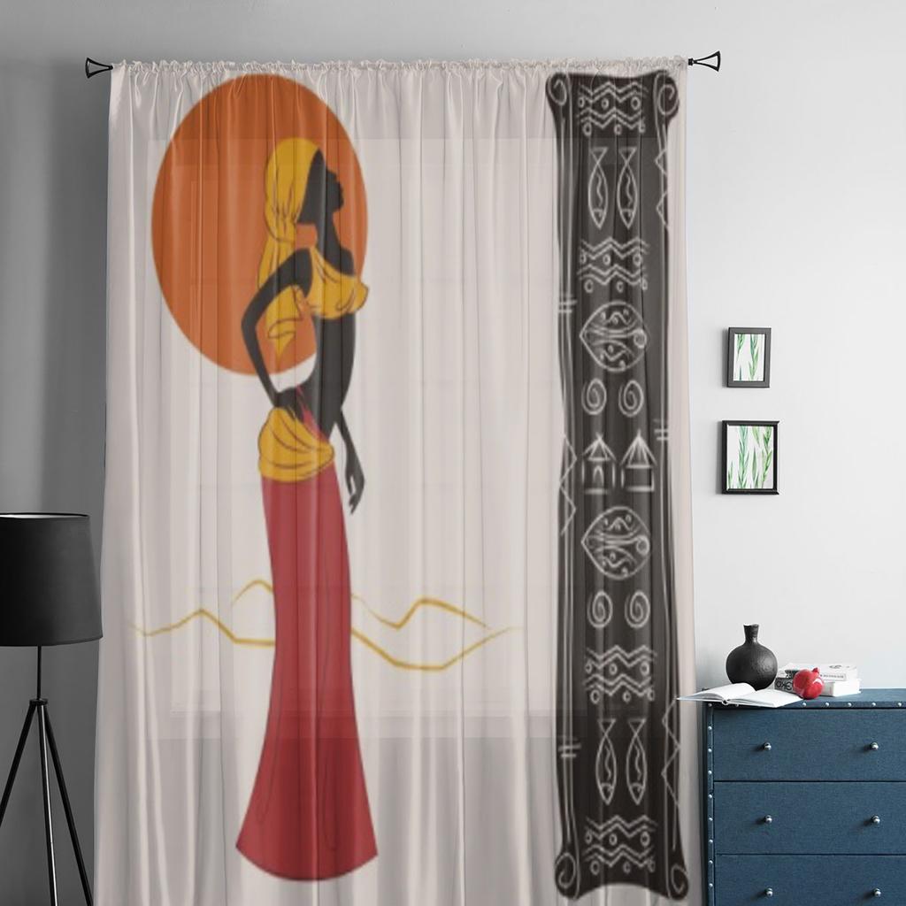 Beautiful African Woman And And Ancient Sheer Curtains For Bedroom Living Room Tulle Curtains For Kitchen Window Voile Curtains
