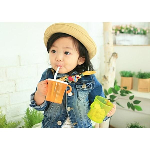 Agapura 3WAY Straw Cup 180ml X 2p + Straw Random Delivery 100p, Green, Orange, 1 Set