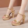 10cm Small Size 32-43 Block High Heels Sandals Summer Woman Wedding Shoes 2024 Thick Platform Sandals Women Soft Leather Sandal