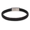 [Q7000] - Steel Bracelet 'Braids' Leather / Steel - 66 Mm - 8 Mm