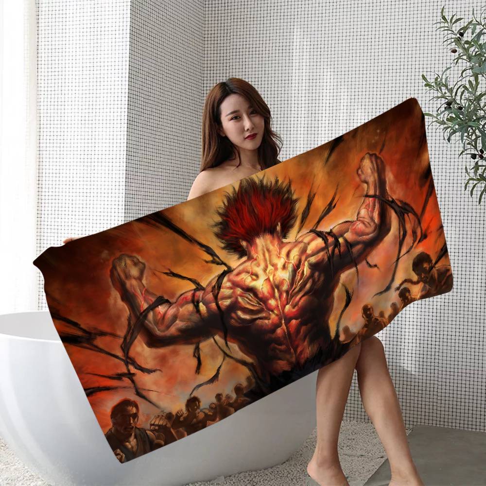 Japanese Anime B-Baki Big Microfiber Beach Towels Quick Dry Towel Sand Beach Towels Pool Towel for Travel Swim Pool Yoga
