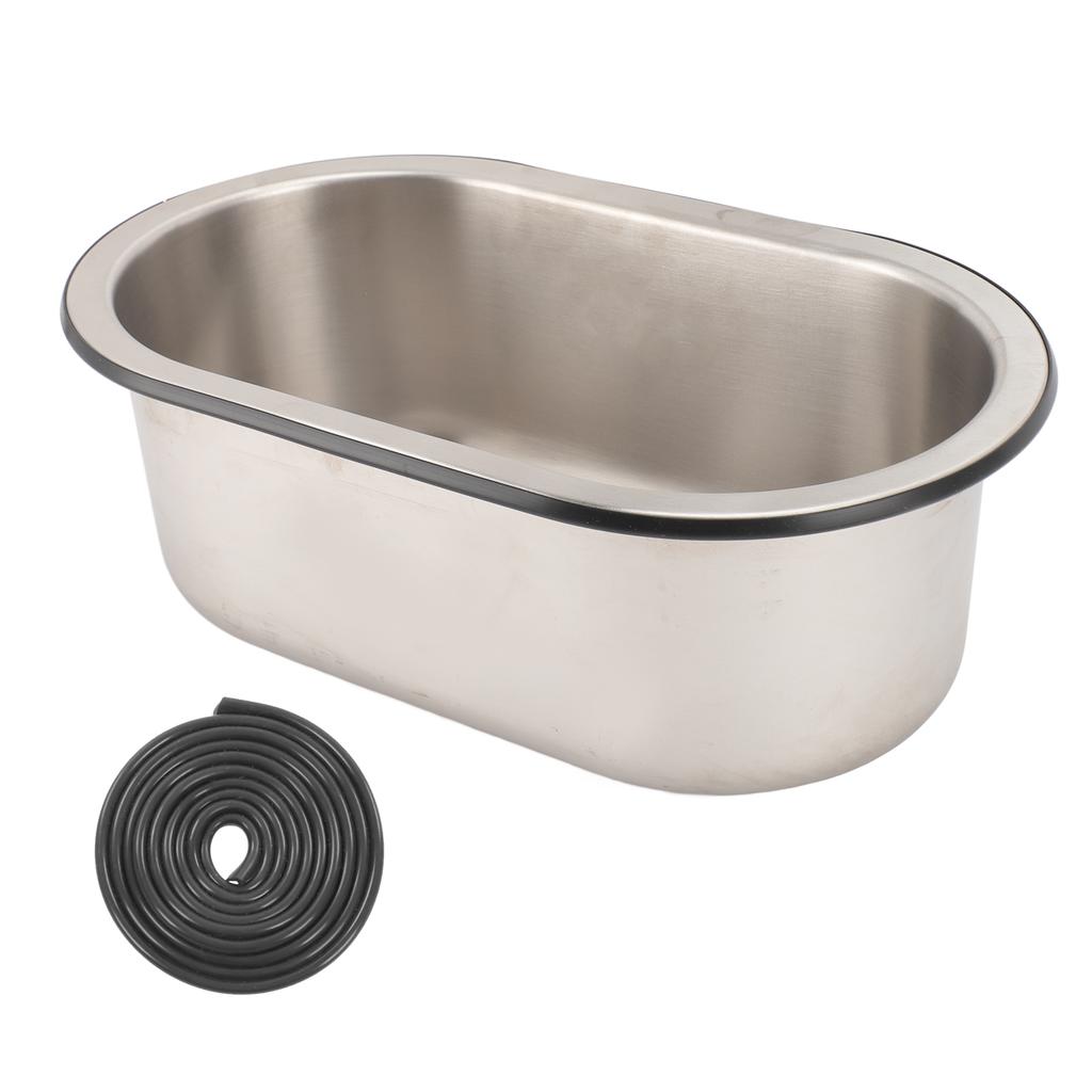 Stainless Steel Sink Basin 40mm Drain Hole 304 Stainless Steel Washbasin Concave Design Smoothing Brushed Surfaces for Camper