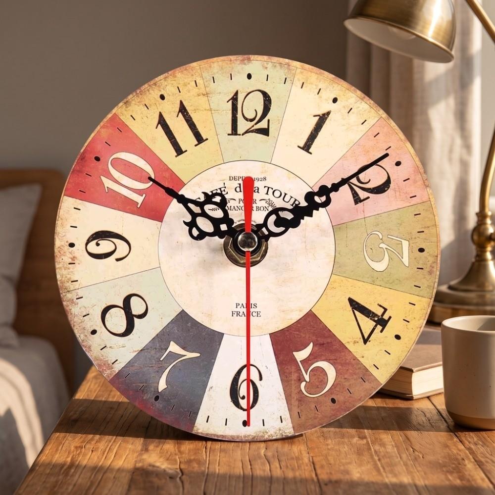 Battery Operated Round Wall Clock Quartz Movement Wood Wall Clock Vintage Wall Clock Home Office