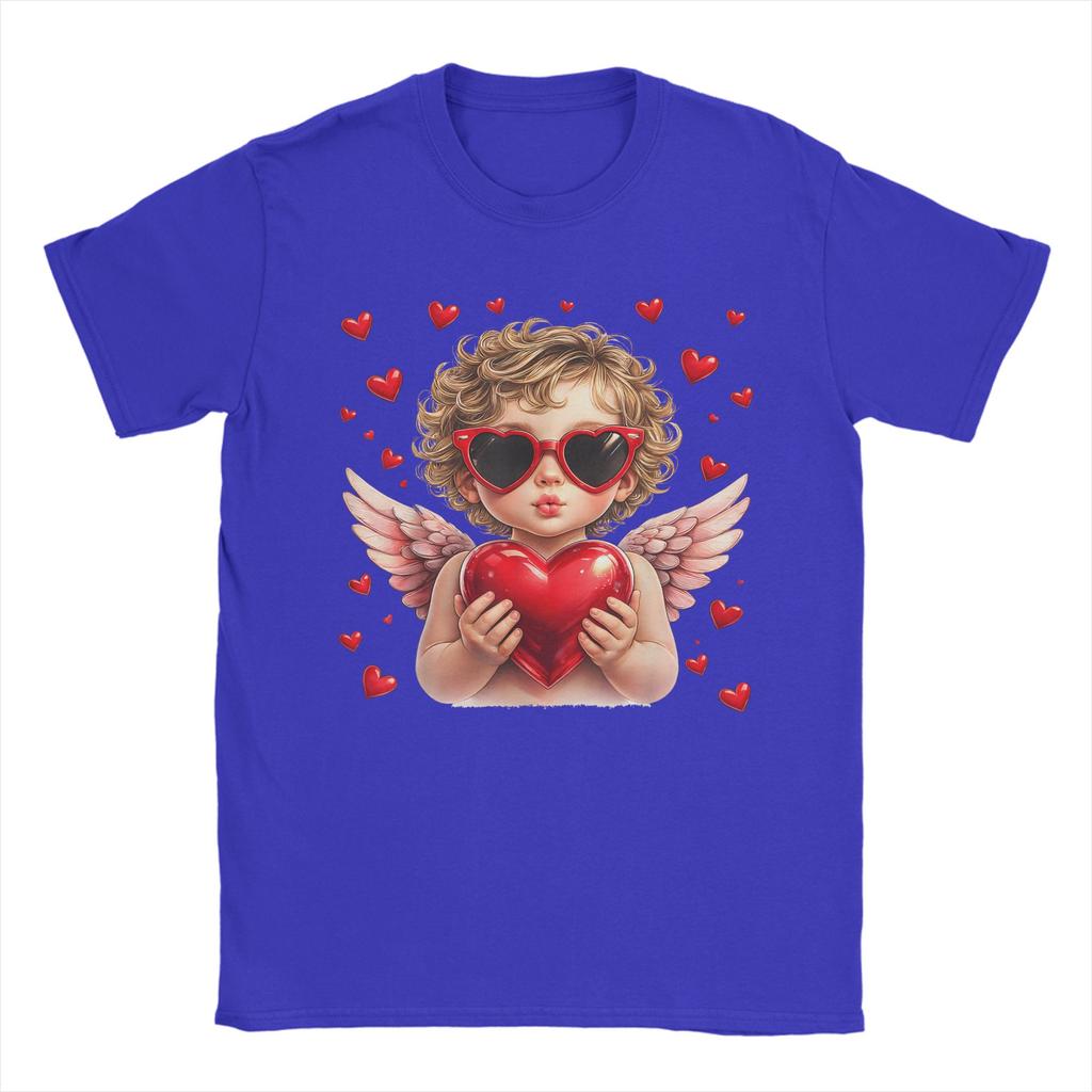 Casual Cupid Blowing Bubble Gum Heart Sunglasses Valentines TShirt for Unisex T Shirt Short Sleeve Tee Shirt Summer Clothing