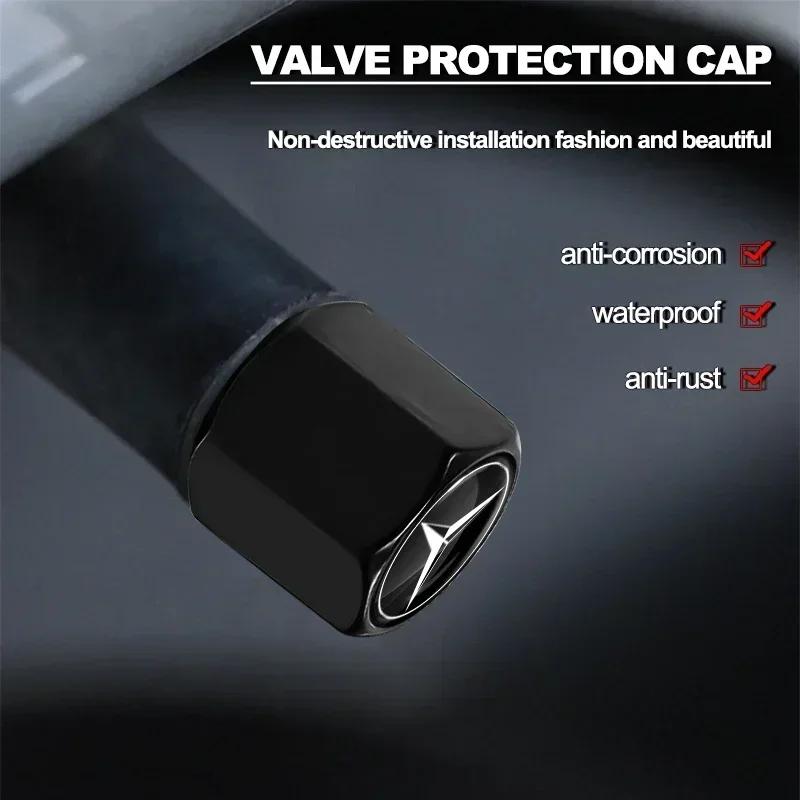 WXAKF1 Hot 2026 New For Benz Car Tire Valve Stems Cap With Keychain Anti-Theft Compatible For Mercedes Benz GLK GLA A B C E R G Class C