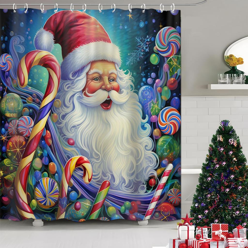 Рождественская занавеска для душа с Санта-Клаусом, занавеска для душа «С Рождеством», занавеска для душа из моющейся ткани, забавная зимняя декорация для ванной