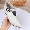 Women's High Heels Spring Autumn New Fashion Soft Leather Pumps Sandals Korean Style Pointed Thick Heel Shoes