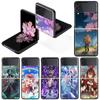 Luxury Case For Samsung Galaxy Z Flip 4 3 5G Black PC Hard Phone Cases Fashion Back Cover ZFlip Funda Game Genshin Impact Shell