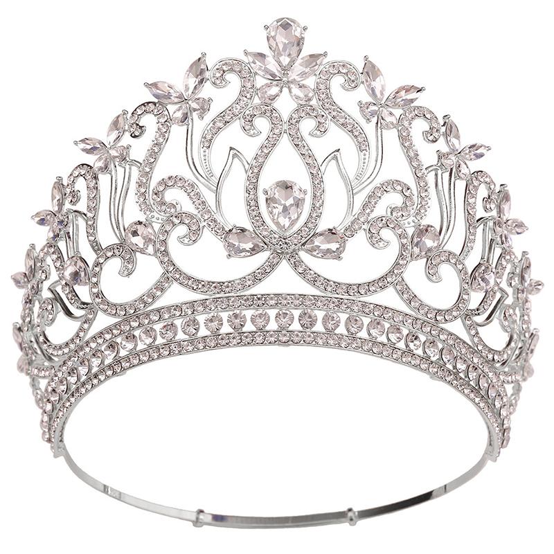 8 Colors Queen Round Crown High Tiaras and Crowns for Women Bridal Wedding Hair Jewelry Party Birthday Bride Headdress Pageant