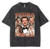 Limited Pedro Pascal Actor Washed Vintage T Shirt Men Women Casual Oversized T-shirt Fashion High Quality Cotton Tees Streetwear