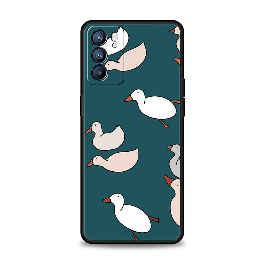 Мультяшный Утенок Гусь Игровой Чехол для Телефона для Oppo Reno8 Reno7 Reno6 Pro A54 5G Find X6 X5 A53 A52 A9 A15 A95 A17 A16 A74 A57 A31 Обложка