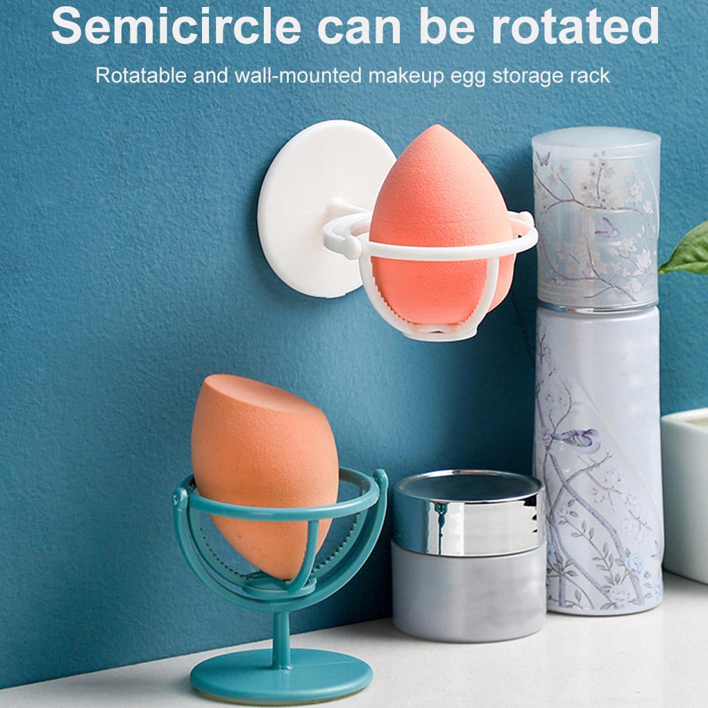 Wall Hanging Sponge Egg Holder Bracket Rotatable Makeup Powder Puff Support Shelf Storage Rack