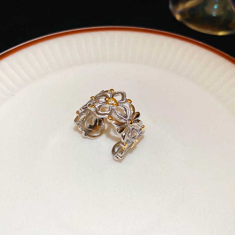 Настоящее золотое гальваническое полосатое контрастное открытое кольцо - модные роскошные украшения для женщин