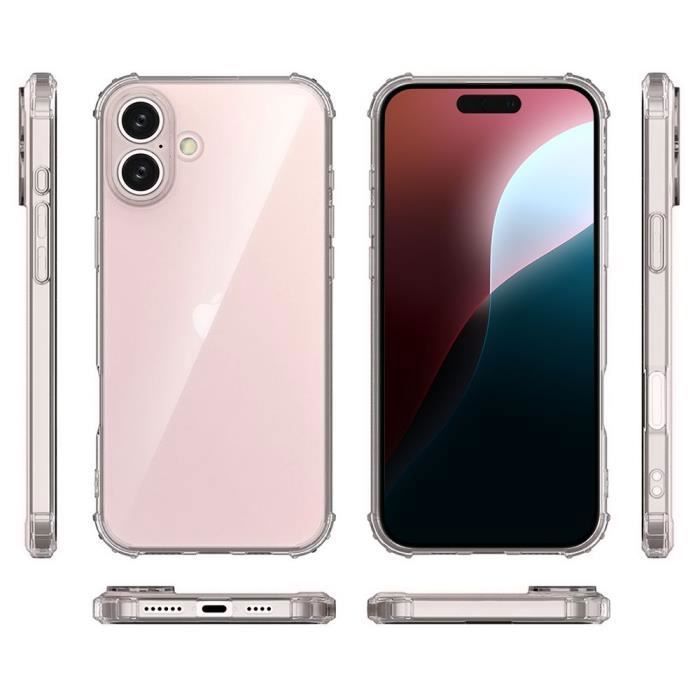 Coque de protection - BOOLING - pour iPhone 16 Plus - Silicone Transparent - Coins Renforcés - Antichoc