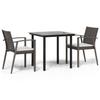 VidaXL 3-piece Garden Dining Set Cushions Braided Resin Steel 3186985