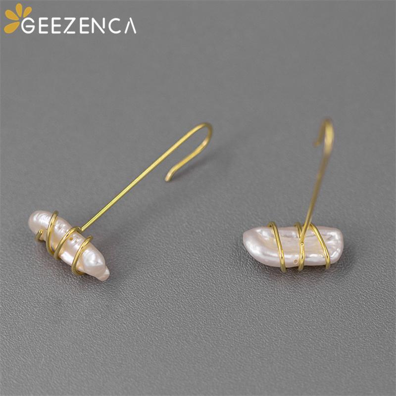 Серьги-капли из стерлингового серебра 925 пробы с поперечным плетением из грубого янтарного жемчуга для женщин, изящные ювелирные изделия для женщин, оригинальный дизайн в стиле бохо