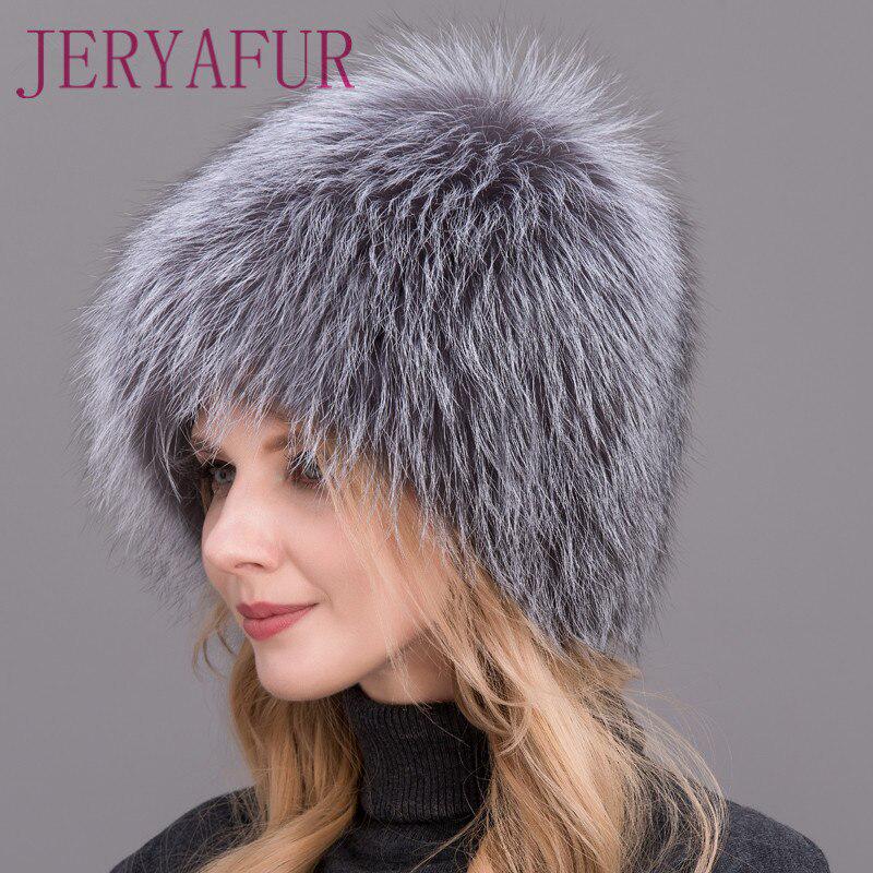 JERYAFUR Женская зимняя шапка в русском стиле из искусственного меха лисы, экологичный мех с подкладкой, подходит для холодной зимы