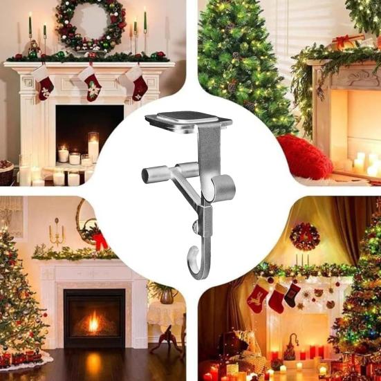 Fireplace Stocking Hook Mantle Garland Hanger Strong Load-bearing Adjustable Design Heavy Duty 2-in-1 Stocking Garland Holder