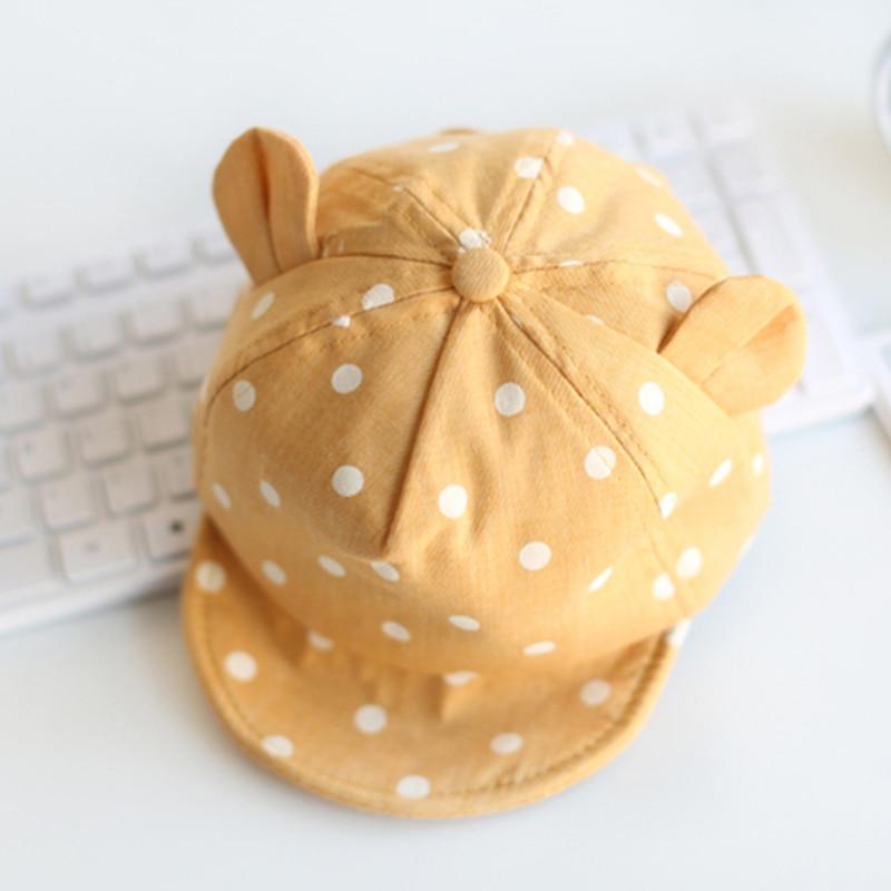 Детские шапки, летние детские хлопковые кепки для малышей, милая шляпа в горошек для девочек и мальчиков, детские бейсболки с милыми ушками, мягкая шляпа от солнца для младенцев