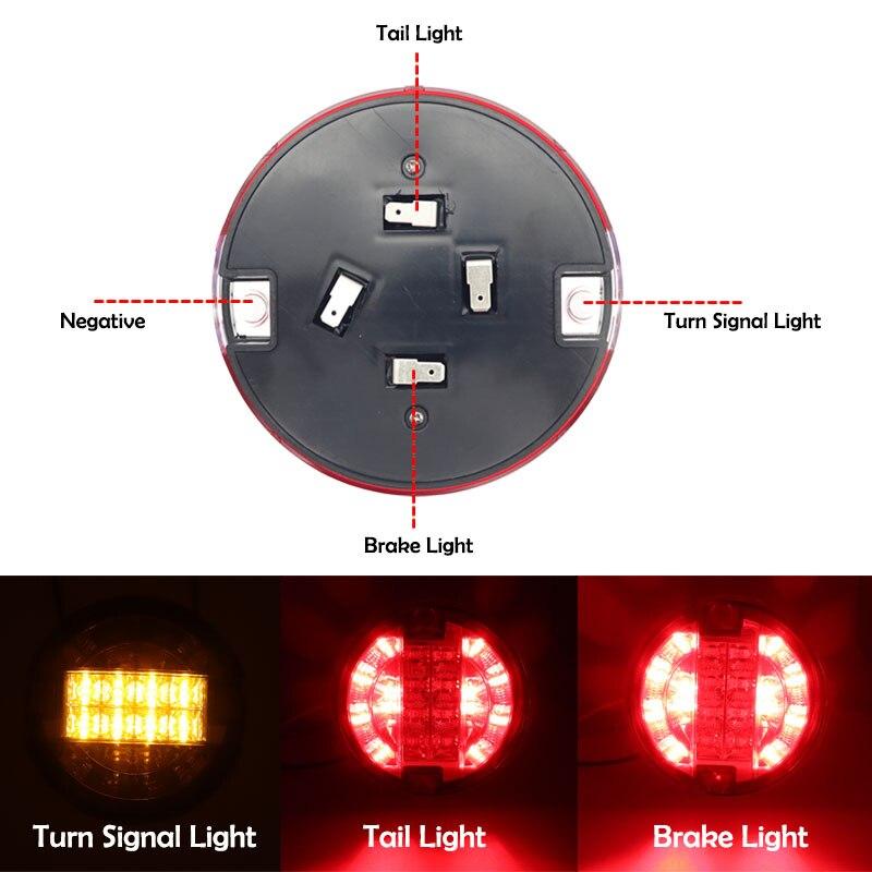 12V-24V 20LED Tail Light Rear Brake Stop Light Turn Signal Lamp Round Hamburger Bulb Fit Car Truck Lorry Van Trailer 3 Functions