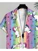 Men's Casual Unicorn Printed Short - Sleeve Shirt, Polyester Material, Multiple Specifications Available, Fashionable Design, Suitable for Daily Wear