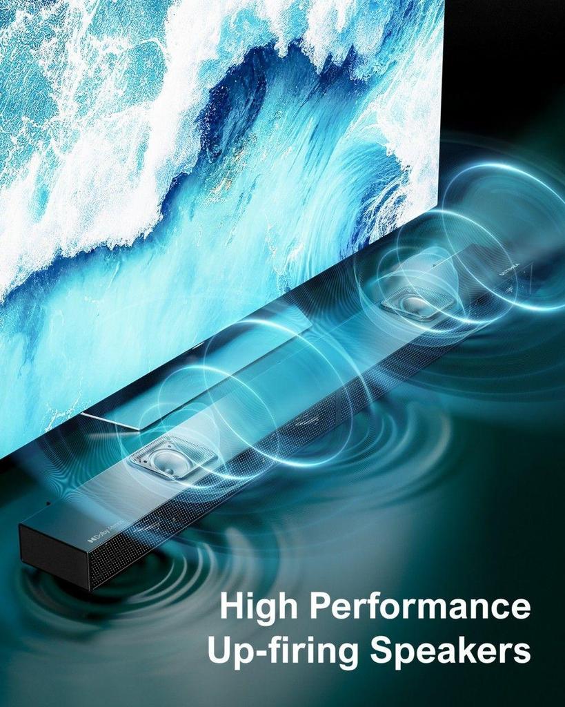 Ultimea Nova S80 5.1.2CH Soundbar with Speaker Stands Pair, Dolby Atmos, 520W Peak Power, 8' Wireless Subwoofers