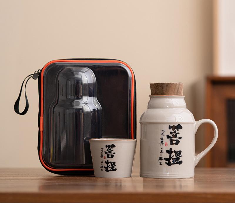 Керамические кружки с пробковой пробкой термосы с ручкой бутылка для воды большой емкости изолированная чашка для горячего чая кофе классическая посуда для напитков