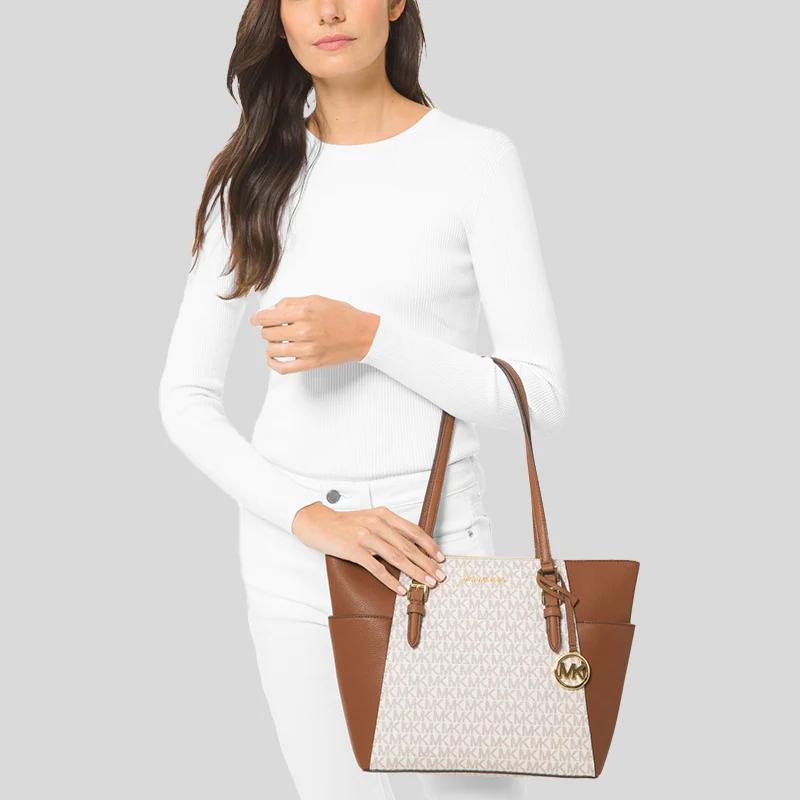 Michael Kors Mk Charlotte Монограмма Дорожная Сумка-Тоут на Молнии Женская тоут Ванильный 35T0GCFT3B-VANILLA