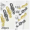 20 Pcs Musical Note Shaped Metal Paper Clip Bookmark Stationery