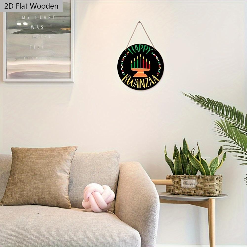 Happy Kwanzaa Simple Wooden Sign - Classic Round Sign for Front Door, Wall Hanging Decor - Ideal Kwanzaa Decoration