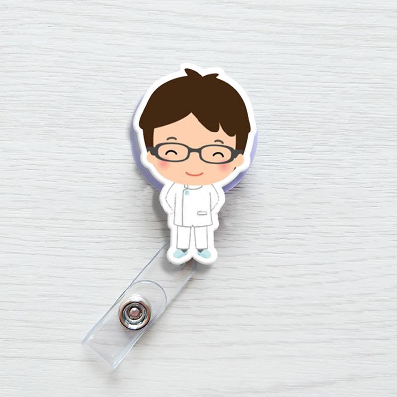 Модная идентификационная карточка с именем, выдвижная медсестра, врач, мультяшная кнопка, держатель для бейджа, школьные принадлежности, милый экспонат