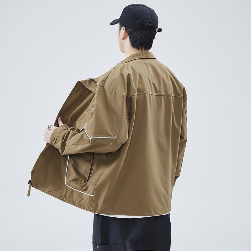 Ji American куртка с воротником-стойкой мужская ветрозащитная и водонепроницаемая свободная повседневная куртка с инструментами Tide