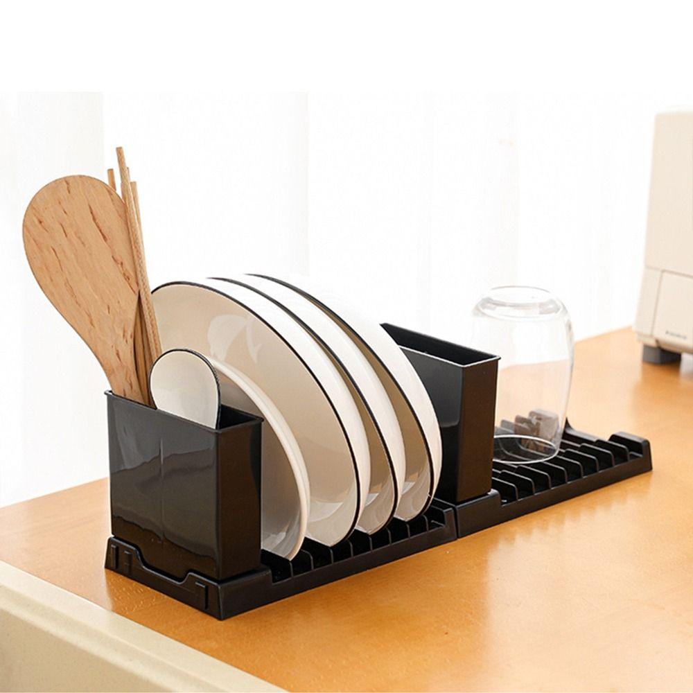 Plastic Foldable Dish Drying Rack 2 IN 1 Space-Saving Utensils Drainer Racks Large Capacity Dish Drainer Bowl and Chopstick
