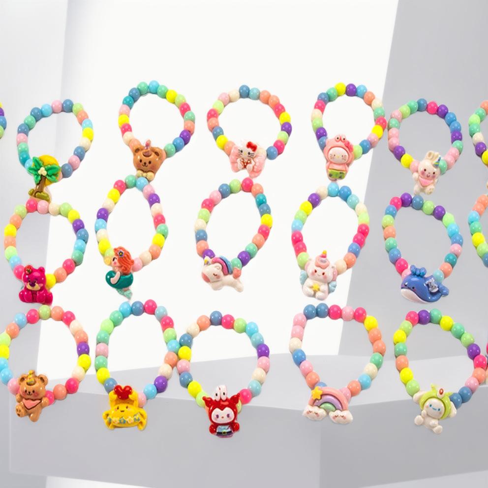 Trendy Cartoon Beaded Bracelet Lovely Princess Style Handmade Wristband Gift for Girls