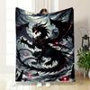 Black Dragon with Fiery Eyes for all seasons blanket lunch break throw gift
