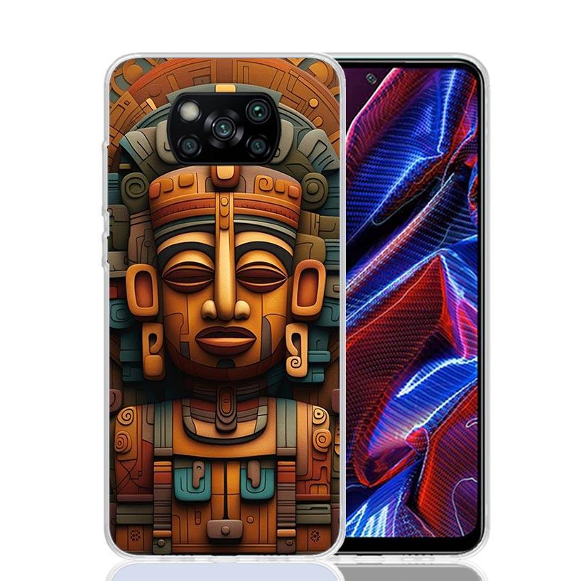 Mayan Stone Totem Pole Phone Case For Xiaomi Poco X7 X6 X5 Pro F7 Ultra Redmi 15C 15 13 13C 12 12C 10 10A 10C 9 9A 9C 9T Cover P