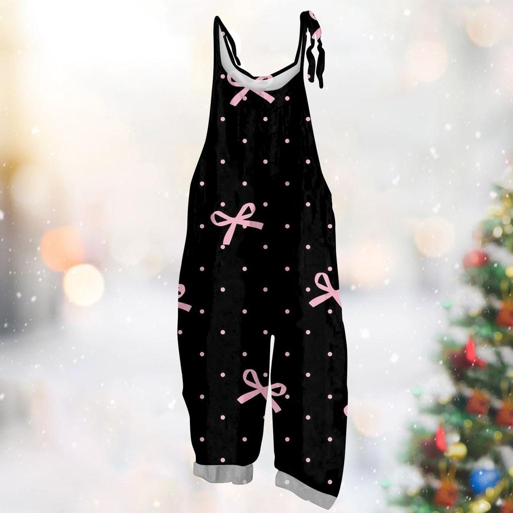 Женский комбинезон с карнавальным принтом, свободный, винтажный, на бретелях, хлопок, лен