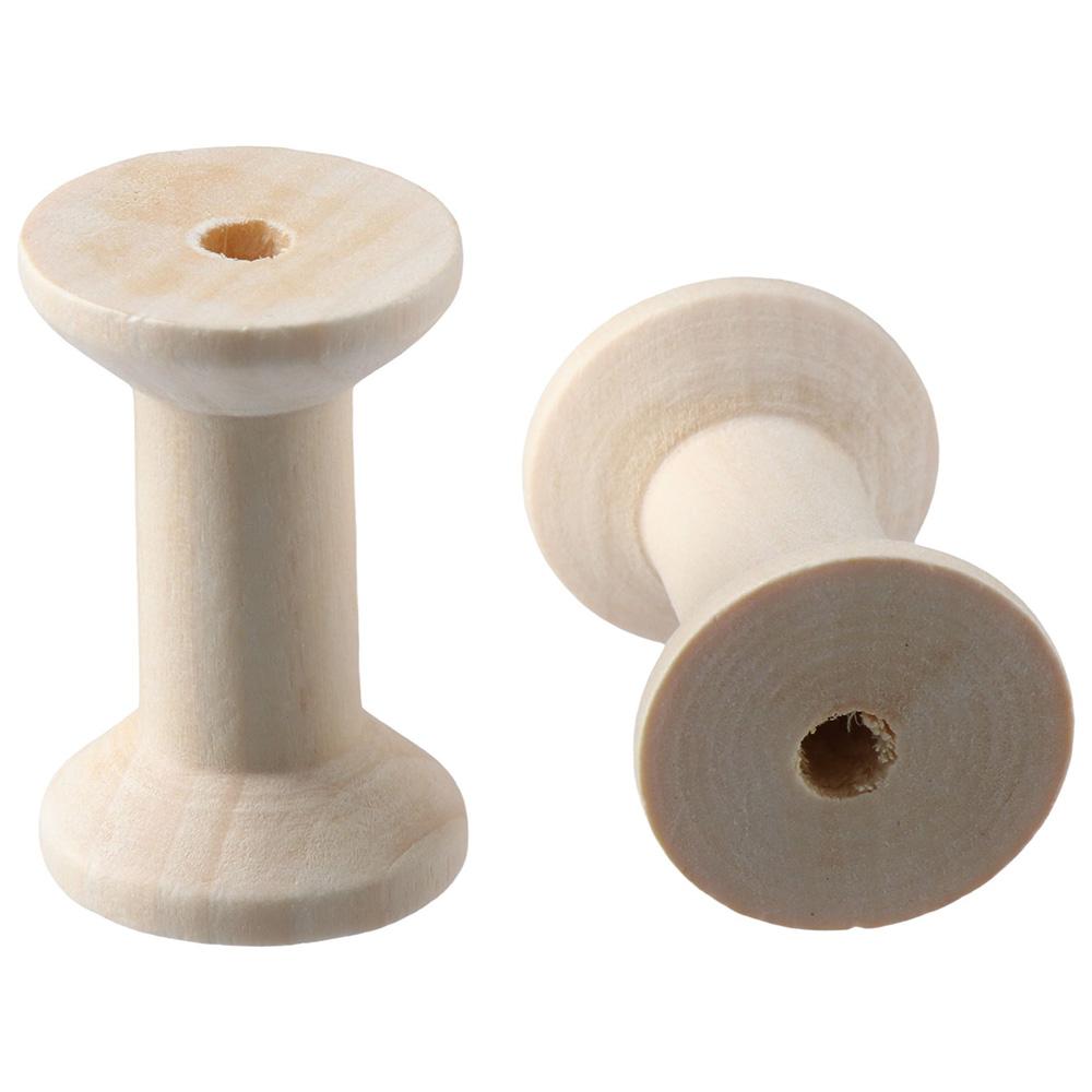 20PCS Wooden Empty Thread Spools 20PCS Natural Wire Weaving Bobbins Sewing Machines