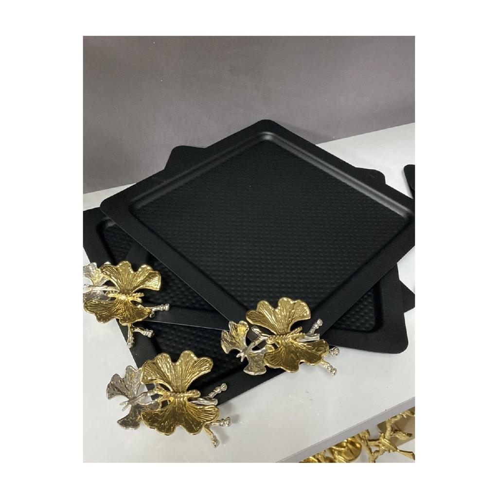 Декоративный черный квадратный металл бабочки 6 частей сервировки и представления подноса