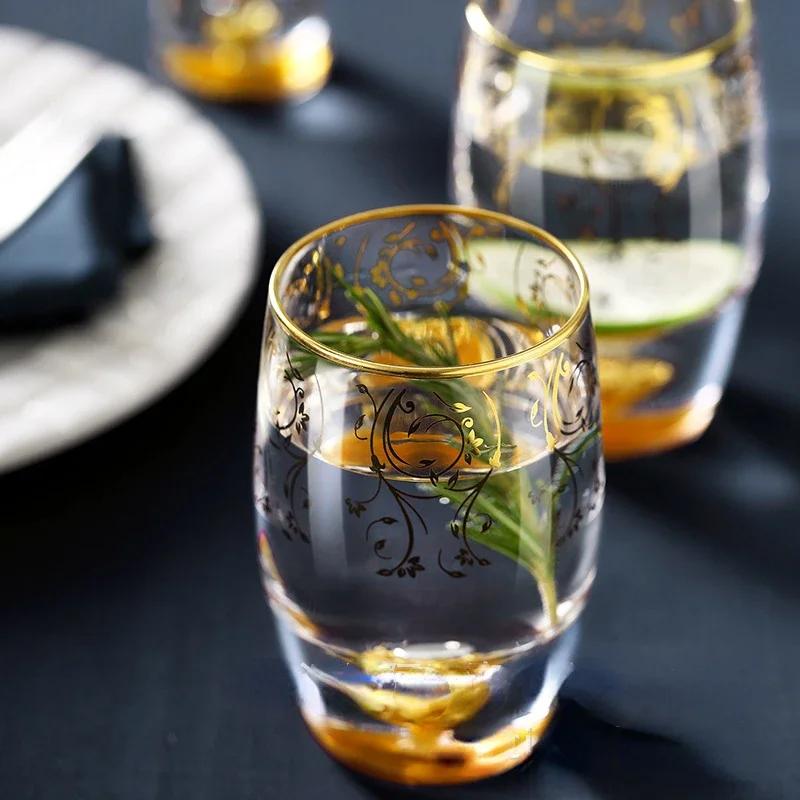 Изготовленные вручную японские стеклянные чашки из синего безсвинцового хрусталя из Пномпеня, простые стеклянные чашки для напитков и сока