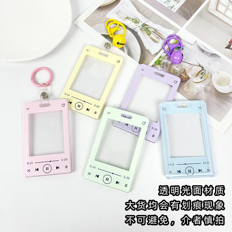 Ins Transparent Acrylic Photocard Holder Keychain Idol Photo Sleeve Credit ID Bank Card Holder Student Card Case Protective Case