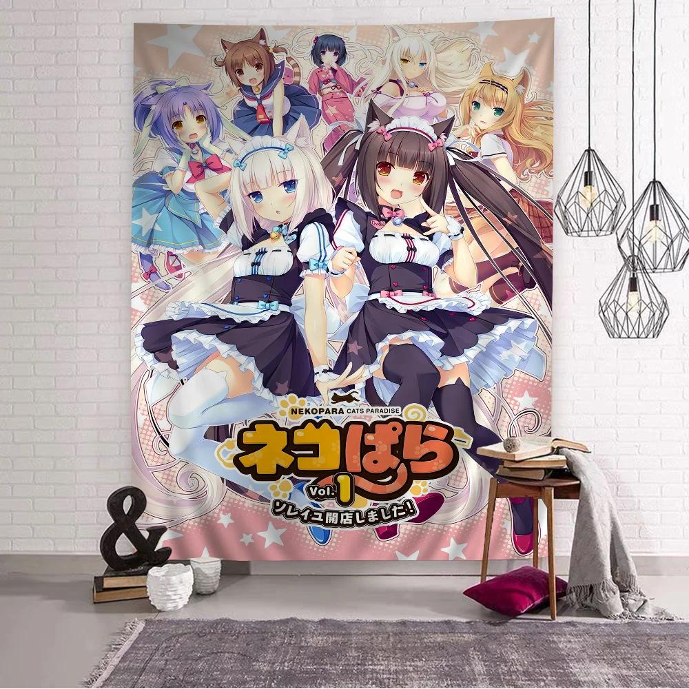 VIKAMA Nekopara Аниме Кошка-Девушка Горничная Гобелен Дизайн Гарема Кавайный Декор Стены Спальни Идеально для Фотозон И Оформления Комнаты